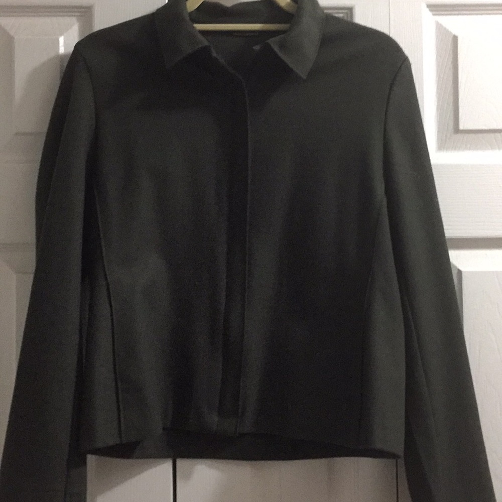 Dark Green Unlined Wool Mix Jacket.